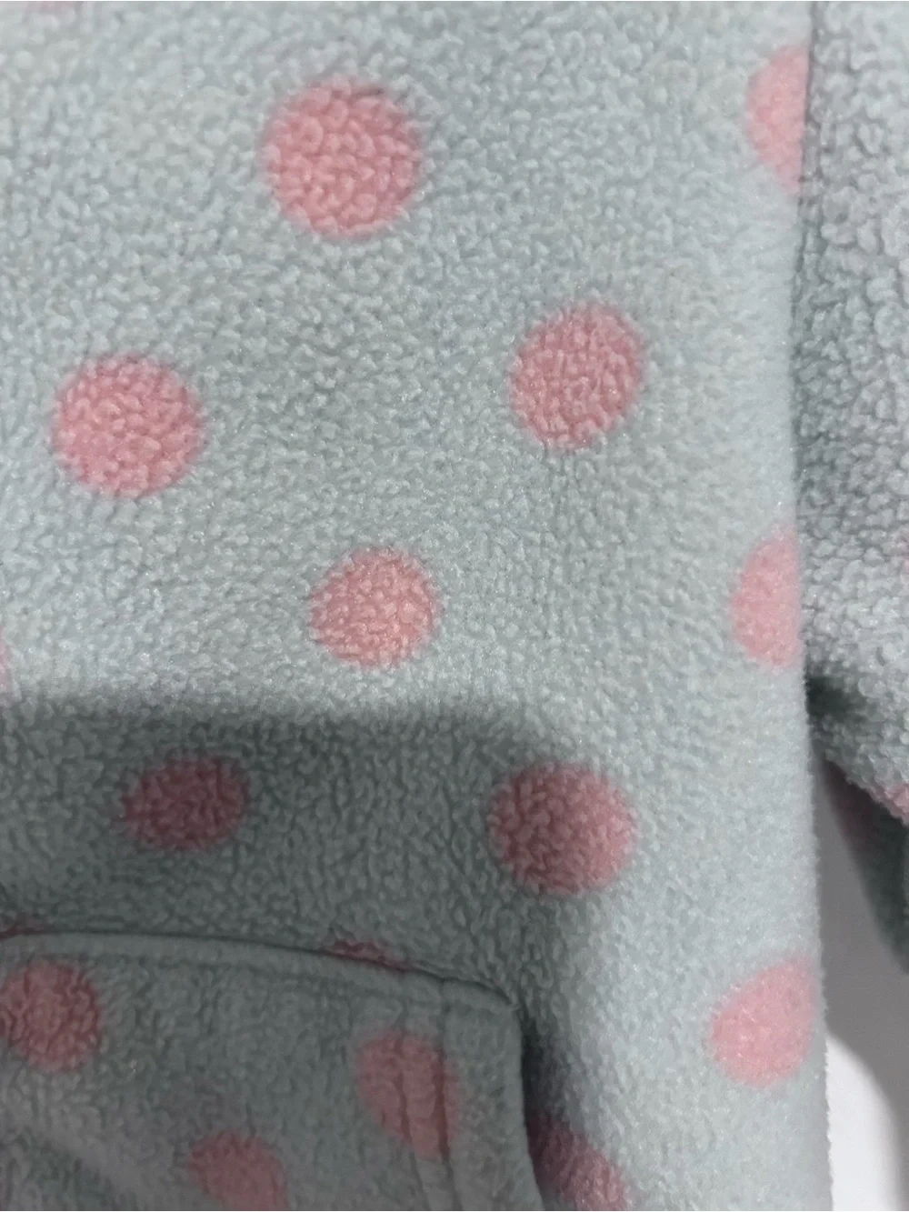 Girls' Polka Dot Hooded Fleece Jacket in Light Blue and Pink. Size 2T